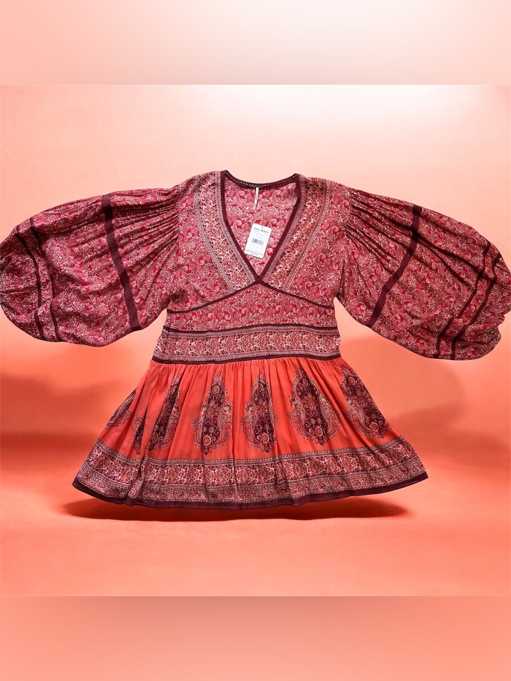 Free People NWT Paisley Boho Mini Dress